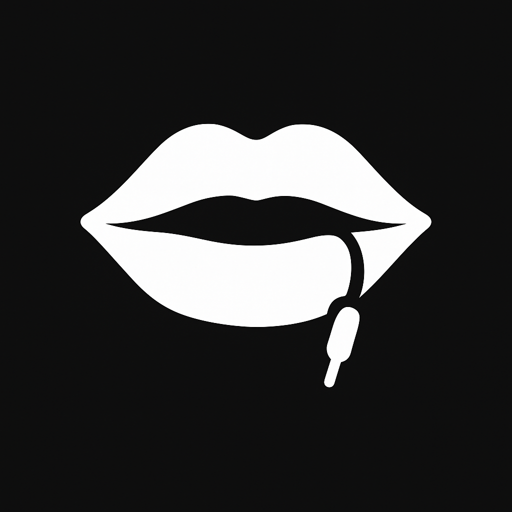 Иконка категории «Оральные фантазии» — женские губы и чувственная капля, символизирующая эротическую игру голосом