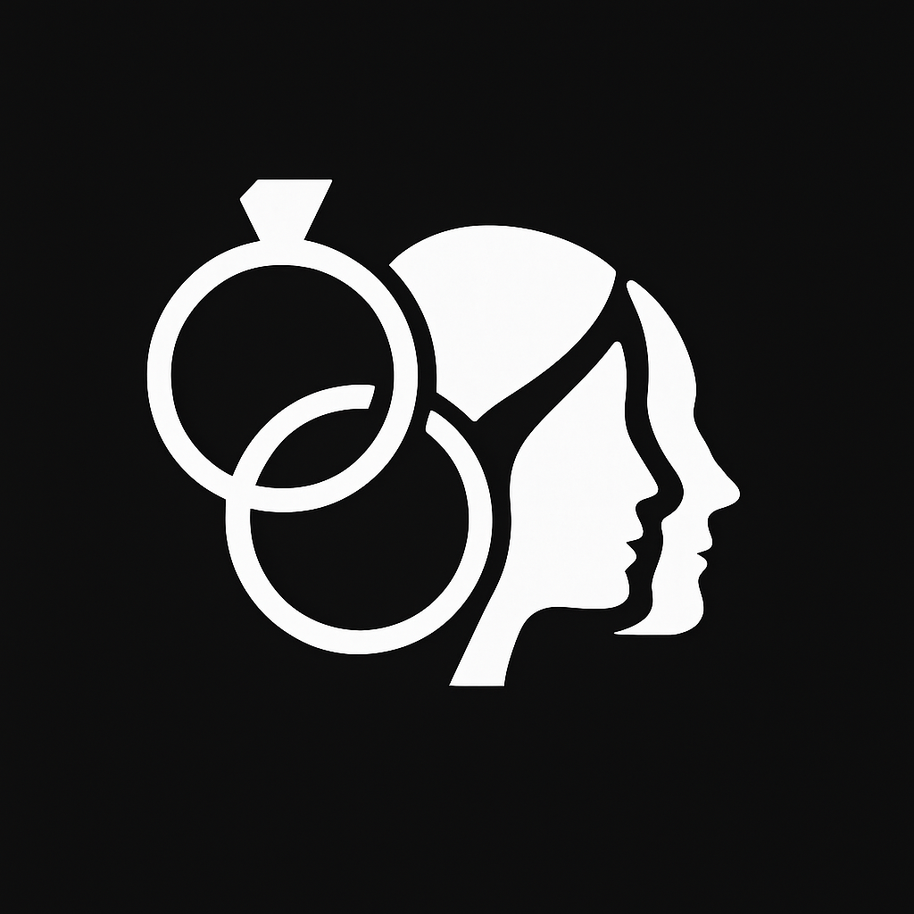 Иконка категории «Измена» — силуэт лица и обручальные кольца