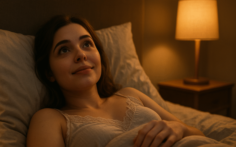 ASMR эротическая аудио история — девушка в спальне слушает интимное аудио